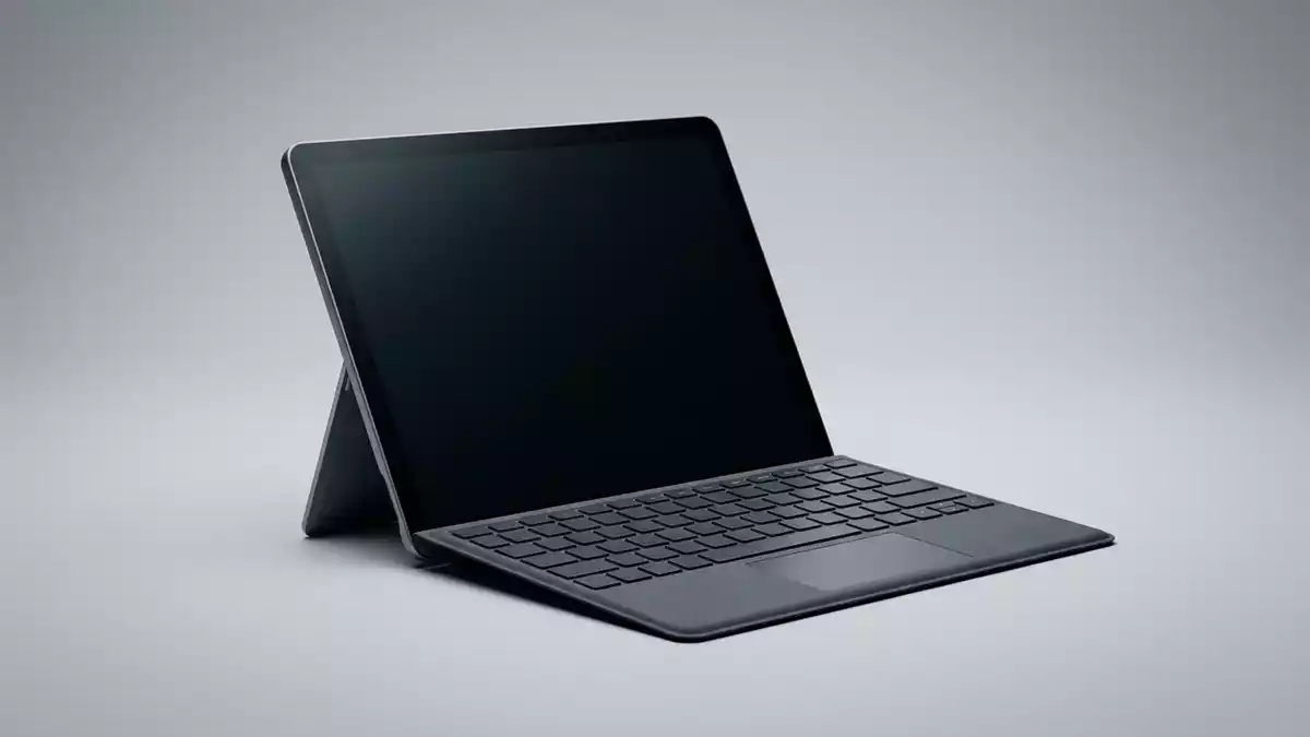 Fotorealistische Studioansicht von Tablet in neutraler Produktdarstellung, neutral