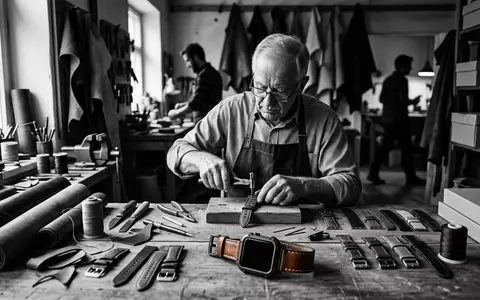 Schwarzweiss-Reportage mit Smartwatch zum Thema Apple Watch Hermès Series, hoher Kontrast, sachlich dargestellt - Foto: THN