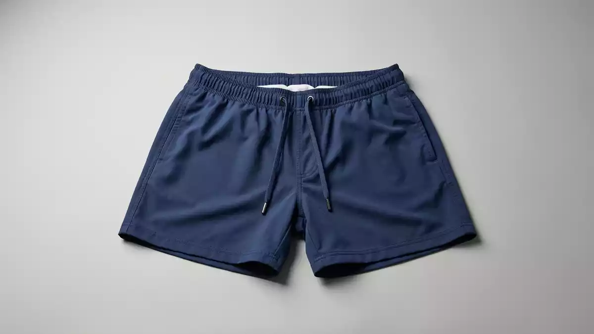 Fotorealistische Studioansicht von Badehose in neutraler Produktdarstellung, neutral