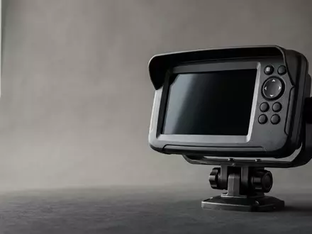 Fotorealistische Studioaufnahme von Echolot zum Thema Humminbird HELIX 5 CHIRP, klare Lichtfuehrung - Foto: THN