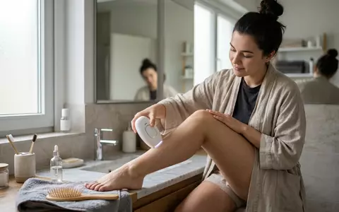 Fotorealistische Aufnahme von Haarentferner im Badezimmer zum Thema Philips Lumea 9900 IPL, natuerliches Licht - Foto: THN