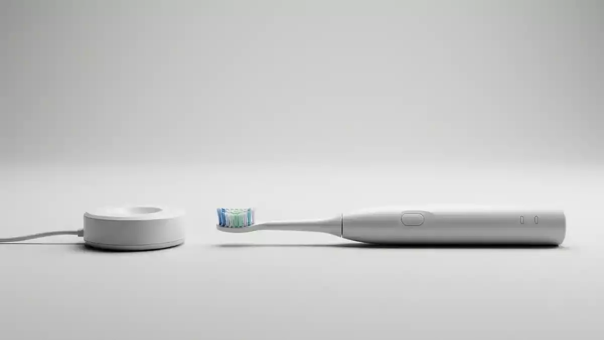Fotorealistische Studioansicht von Elektrische Zahnbuerste in neutraler Produktdarstellung