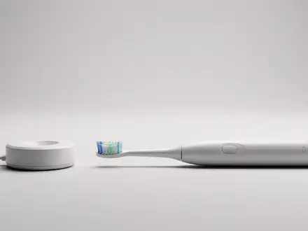 Fotorealistische Studioaufnahme von Elektrische Zahnbuerste zum Thema Philips Sonicare ProtectiveClean 4300, klare Lichtfuehrung - Foto: THN