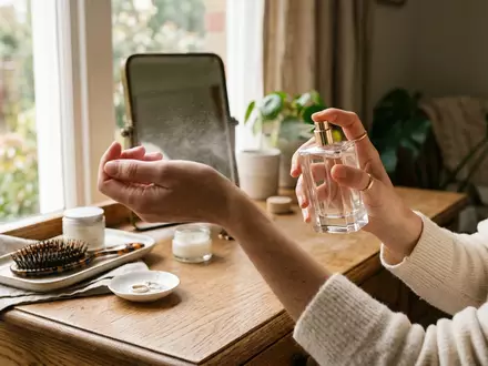 Fotorealistische Aufnahme von Parfuem am Schminktisch zum Thema Bulgari AQVA Amara EdT, natuerliches Licht - Foto: THN