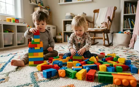 Fotorealistische Aufnahme von Kleinkindbausatz im Kinderzimmer zum Thema LEGO Duplo Mein erster, natuerliches Licht - Foto: THN