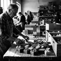 Schwarzweiss-Reportage mit Kleinkindbausatz zum Thema LEGO Duplo Mein erster, hoher Kontrast, sachlich dargestellt - Foto: THN