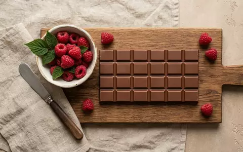 Flatlay-Arrangement rund um Schokoladenriegel zum Thema KitKat Chunky 24er Pack, weiches Oberlicht - Foto: THN