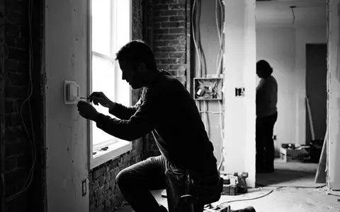 Schwarzweiss-Reportage mit Raumthermostat zum Thema Netatmo Smart Thermostat NTH01-DE-EC, hoher Kontrast, sachlich dargestellt - Foto: THN