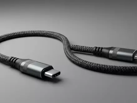 Fotorealistische Studioaufnahme von USB-C-Kabel zum Thema Native Union Night Kabel, klare Lichtfuehrung - Foto: THN