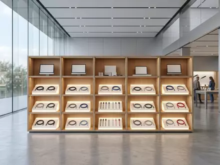 Architektur-Render im Elektronikfachgeschaeft mit Ladekabel zum Thema Native Union Belt Kabel, neutrales Tageslicht - Foto: THN