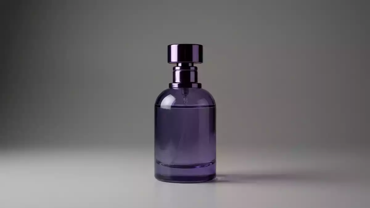 Fotorealistische Studioansicht von Eau de Parfum in neutraler Produktdarstellung