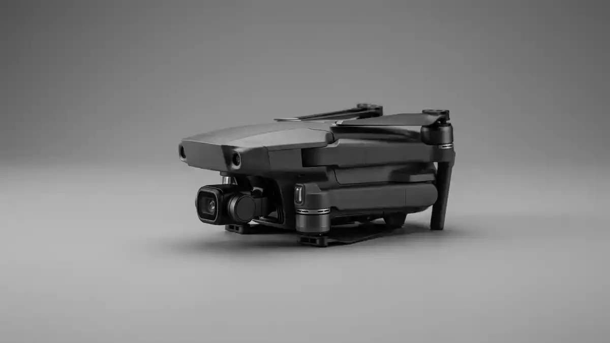 Fotorealistische Studioansicht von Kameradrohne in neutraler Produktdarstellung