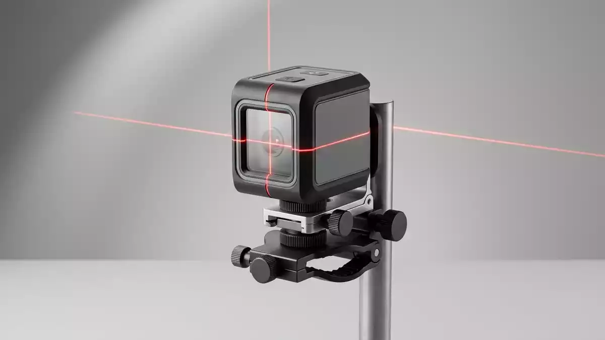 Fotorealistische Studioansicht von Linienlaser in neutraler Produktdarstellung