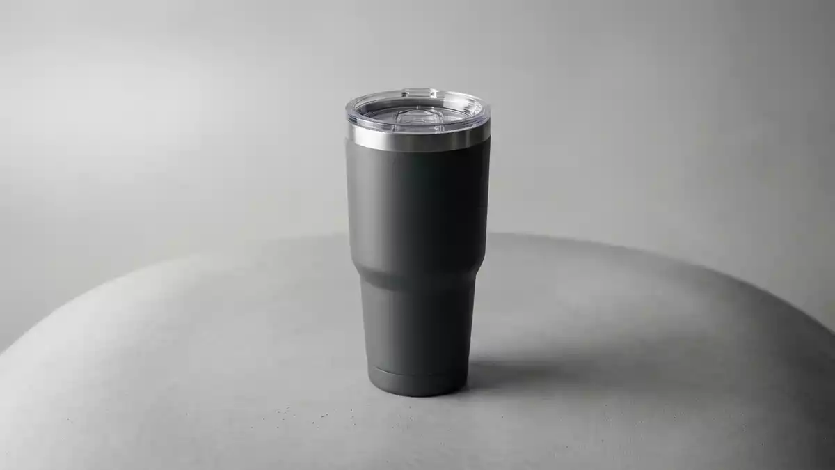 Fotorealistische Studioansicht von Trinkbecher in neutraler Produktdarstellung