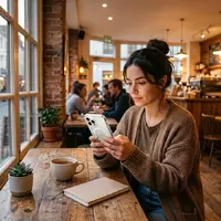 Fotorealistische Aufnahme von Smartphonehuelle im Cafe zum Thema ESR MagSafe Hülle iPhone, warmes Abendlicht - Foto: THN