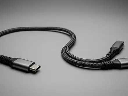 Fotorealistische Studioaufnahme von USB-C-Ladekabel zum Thema JSAUX USB-C auf USB-C, klare Lichtfuehrung - Foto: THN