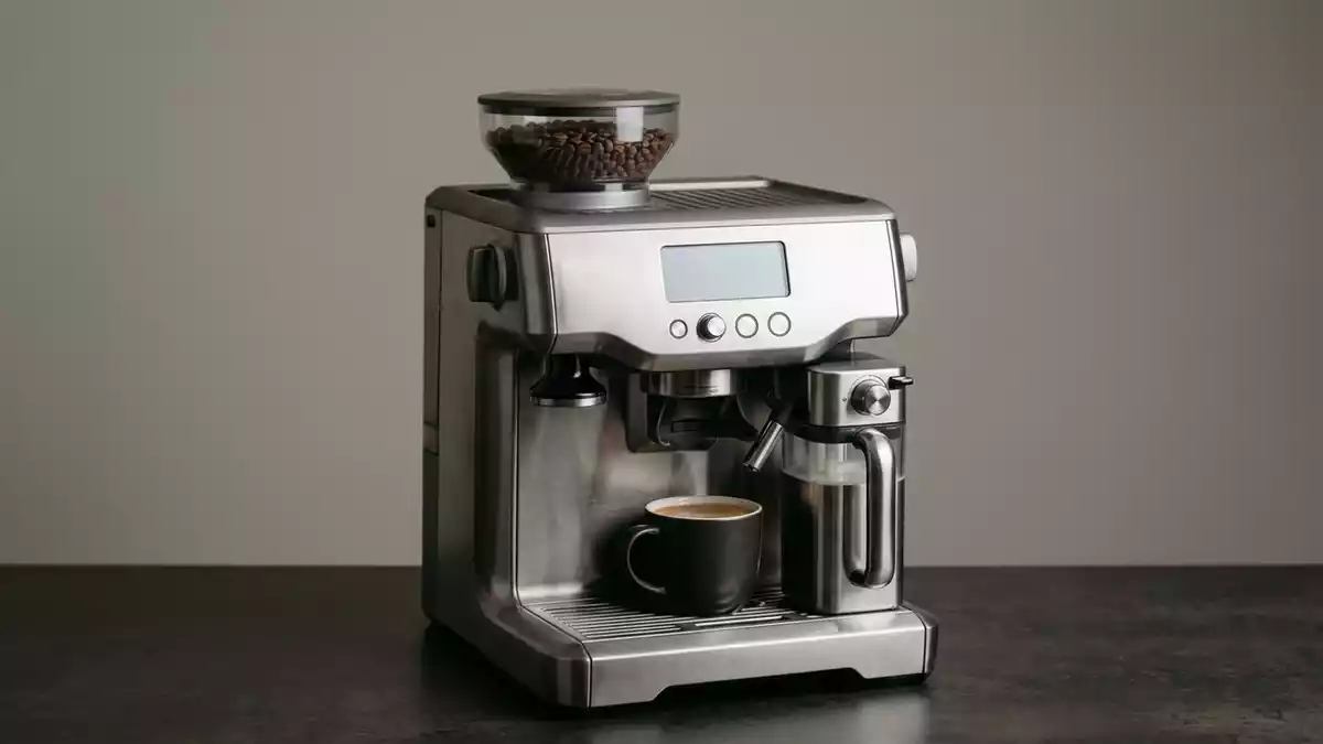 Fotorealistische Studioansicht von Kaffeevollautomat in neutraler Produktdarstellung