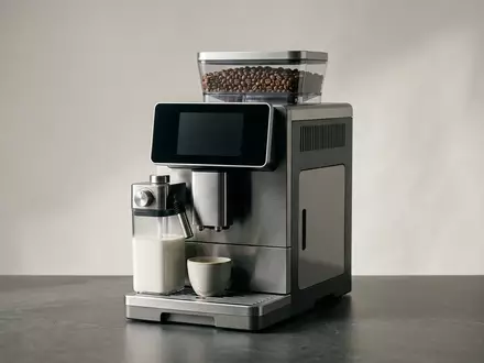 Fotorealistische Studioaufnahme von Kaffeevollautomat zum Thema Jura S8 Kaffeevollautomat Moonlight, klare Lichtfuehrung - Foto: THN