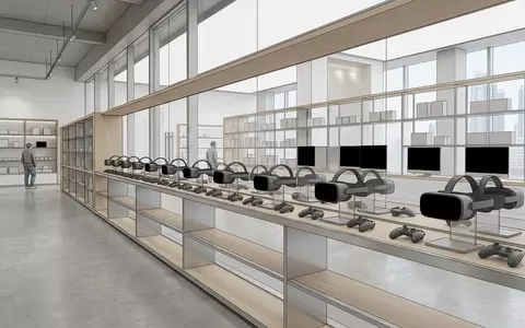 Architektur-Render im Elektronik Showroom mit VR-Headset zum Thema Pico 4 Ultra 256GB, neutrales Tageslicht - Foto: THN