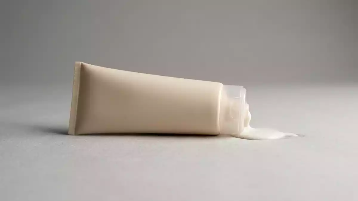 Fotorealistische Studioansicht von Sonnenschutzfluid in neutraler Produktdarstellung