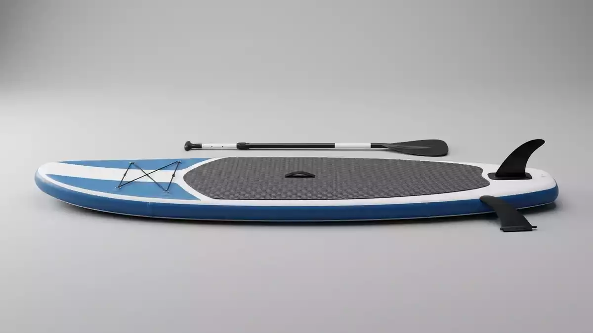 Fotorealistische Studioansicht von Aufblasbares SUP-Board in neutraler Produktdarstellung