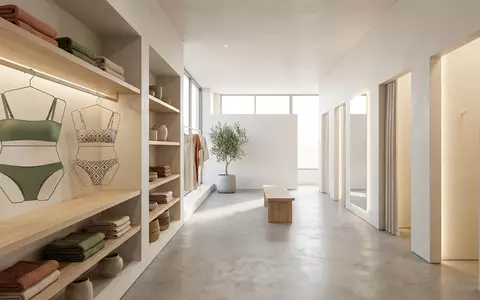 Architektur-Render im Bademodenladen mit Bikini-Set zum Thema Tempt Me Damen Bikini-Set, neutrales Tageslicht - Foto: THN
