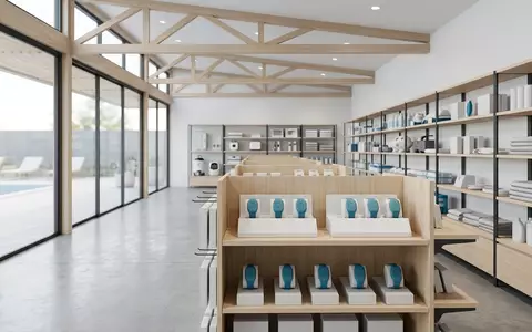 Architektur-Render im Poolzubehoergeschaeft mit Schwimmsicherheitsband zum Thema iSwimband Kinder Schwimmband Sensor, neutrales Tageslicht - Foto: THN