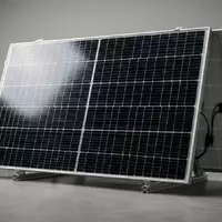 Fotorealistische Studioaufnahme von Solarpanel zum Thema EcoFlow 400W Bifaziales Solarpanel, klare Lichtfuehrung - Foto: THN