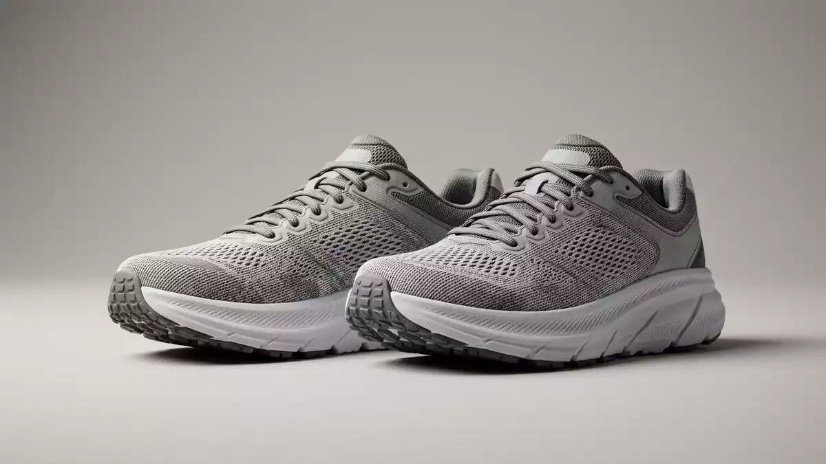 Fotorealistische Studioansicht von Laufschuhe in neutraler Produktdarstellung, neutral
