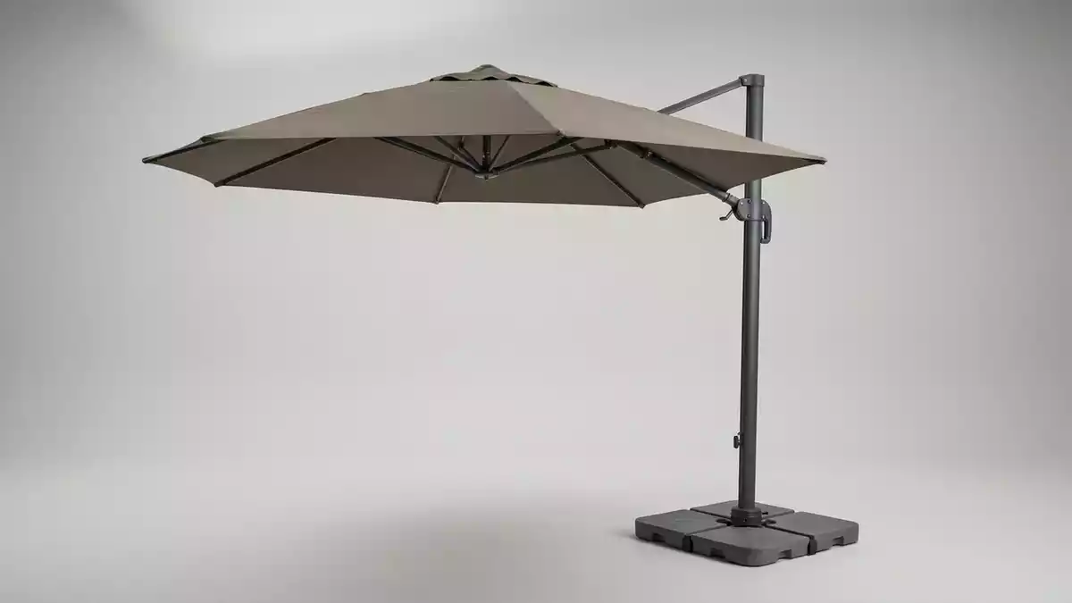 Fotorealistische Studioansicht von Ampelschirm in neutraler Produktdarstellung