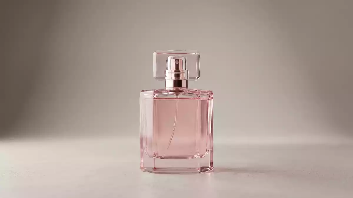 Fotorealistische Studioansicht von Eau de Parfum in neutraler Produktdarstellung