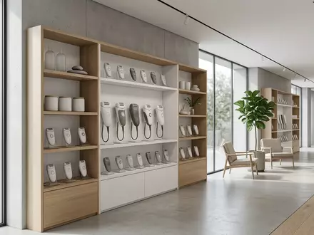 Architektur-Render im Kosmetikgeschaeft mit Epilierer zum Thema Braun Silk-épil 3 3-270, neutrales Tageslicht - Foto: THN