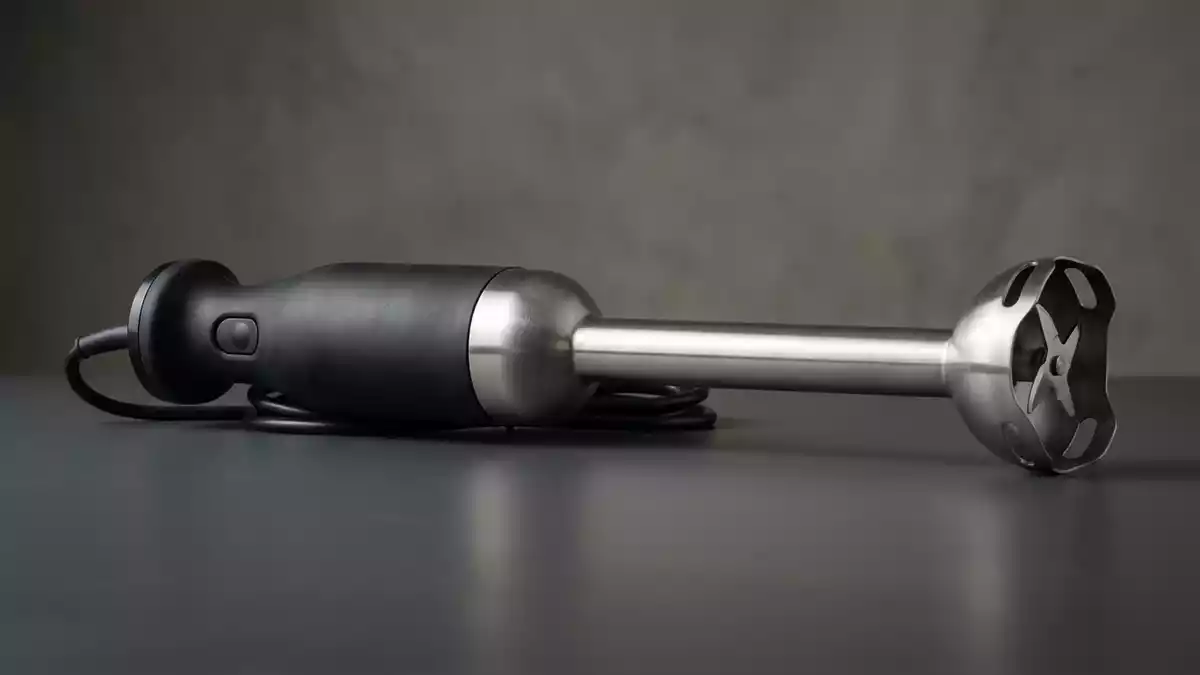 Fotorealistische Studioansicht von Stabmixer in neutraler Produktdarstellung, neutral