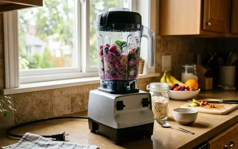 Fotorealistische Aufnahme von Standmixer in der Kueche zum Thema Braun JB7195 PureMix Power, natuerliches Licht - Foto: THN