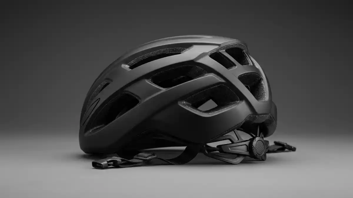 Fotorealistische Studioansicht von Fahrradhelm in neutraler Produktdarstellung