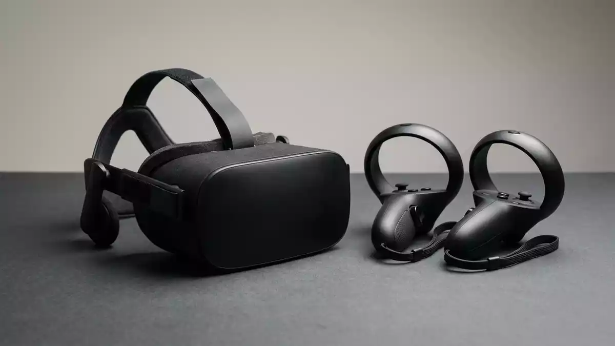 Fotorealistische Studioansicht von VR-Headset in neutraler Produktdarstellung, neutral