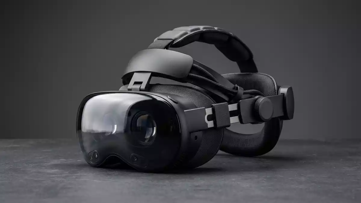 Fotorealistische Studioansicht von Mixed-Reality-Headset in neutraler Produktdarstellung