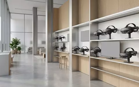 Architektur-Render im Elektronikgeschaeft mit Mixed-Reality-Headset zum Thema Varjo XR-4 Mixed Reality, neutrales Tageslicht - Foto: THN