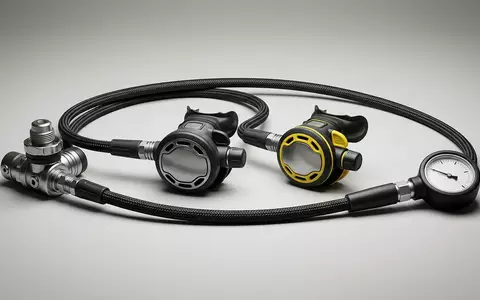 Fotorealistische Studioaufnahme von Tauchregler zum Thema Mares Quad Air Atemregler, klare Lichtfuehrung - Foto: THN
