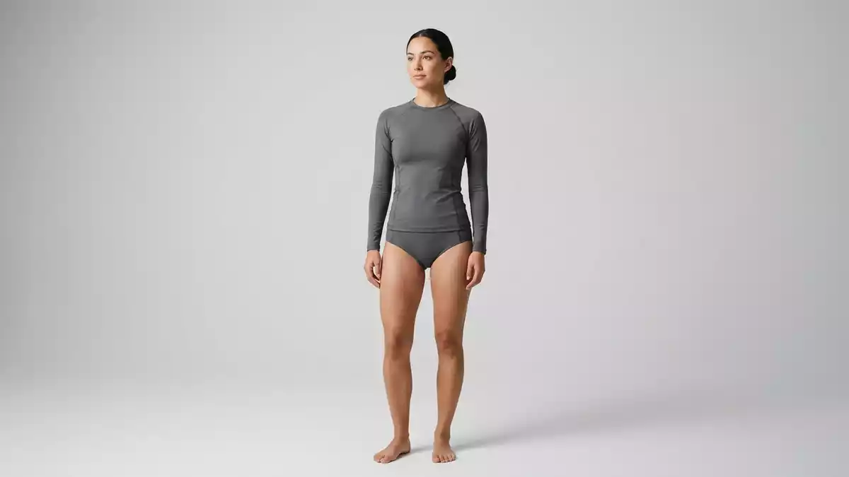 Fotorealistische Studioansicht von Rashguard-Set in neutraler Produktdarstellung