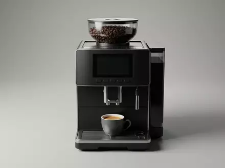 Fotorealistische Studioaufnahme von Kaffeevollautomat zum Thema Jura D6 Kaffeevollautomat, klare Lichtfuehrung, sachlich dargestellt - Foto: THN