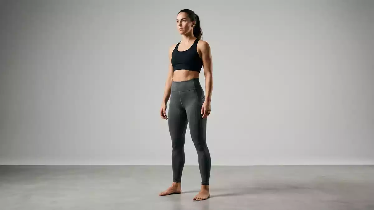 Fotorealistische Studioansicht von Sporttights in neutraler Produktdarstellung