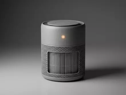 Fotorealistische Studioaufnahme von Luftreiniger zum Thema Philips 800 Series AC0820, klare Lichtfuehrung - Foto: THN