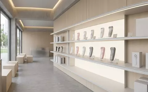 Architektur-Render im Koerperpflegegeschaeft mit Epilierer zum Thema Philips BRE740 Satinelle Prestige, neutrales Tageslicht - Foto: THN
