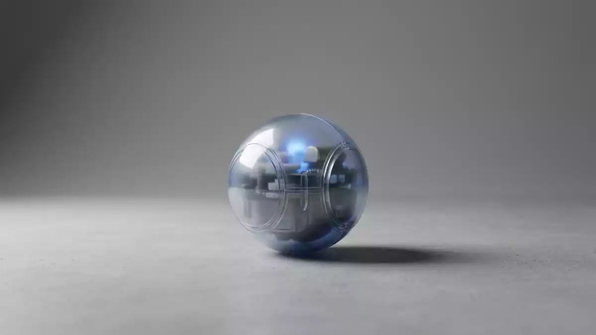 Fotorealistische Studioansicht von Programmierbarer Roboterball in neutraler