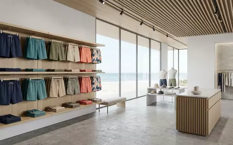 Architektur-Render im Bademodenladen mit Badeshorts zum Thema Speedo Herren Badehose Essentials, neutrales Tageslicht - Foto: THN
