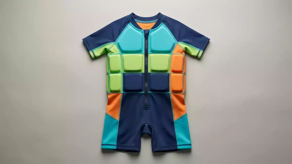 Fotorealistische Studioansicht von Kinder Schwimmanzug in neutraler Produktdarstellung