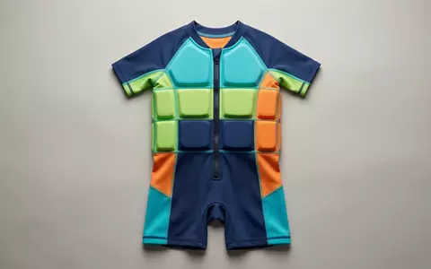 Fotorealistische Studioaufnahme von Kinder Schwimmanzug zum Thema Speedo Kinder Seasquad Float, klare Lichtfuehrung - Foto: THN