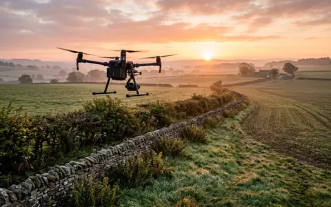 Fotorealistische Aufnahme von Kameradrohne an der Kueste zum Thema DJI Phantom 4 RTK, natuerliches Licht - Foto: THN