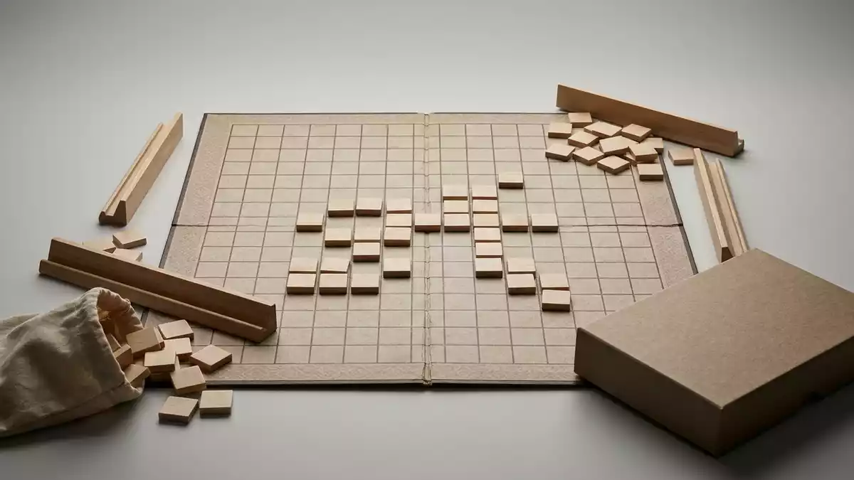 Fotorealistische Studioansicht von Wortspiel in neutraler Produktdarstellung, neutral